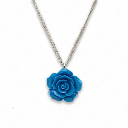 18″ Synthetic Resin Blue Rose Necklace