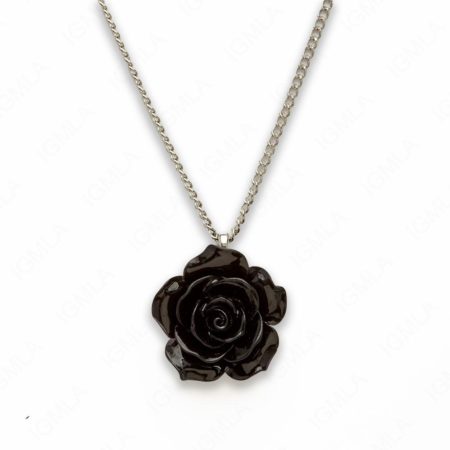 18″ Synthetic Resin Black Rose Necklace