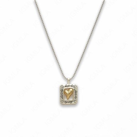 18″ Zinc Alloy Matted Gold, Silver Tone Heart Sign Love Necklace