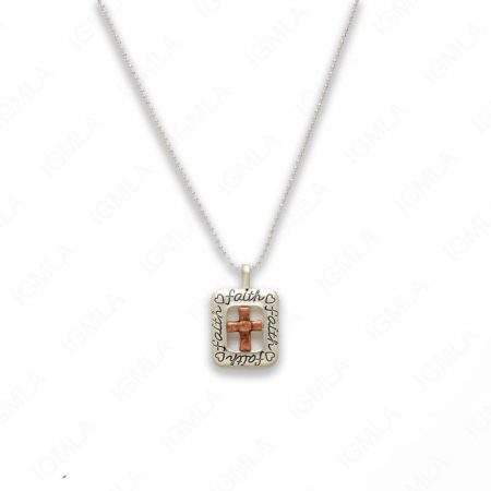 18″ Zinc Alloy Matted Copper, Silver Tone Cross Sign Love Necklace