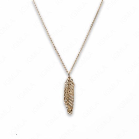 18″ Zinc Alloy Gold Tone Feather Feather Necklace