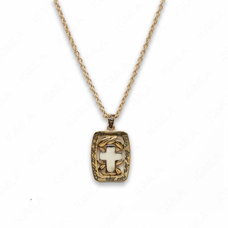 18″ Zinc Alloy Gold Tone with Nickel Cross with Rectangle Frame Necklace