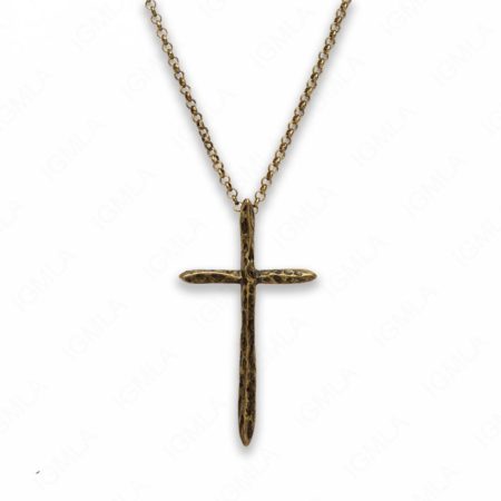 18″ Zinc Alloy Gold Burnished Tone Cross Necklace